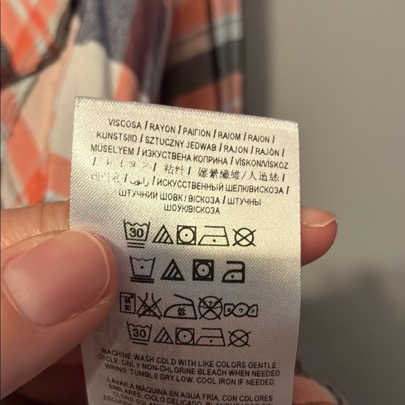 Guess Plaid Button-Up Blouse - Navy and Orange - Picture 11 of 16